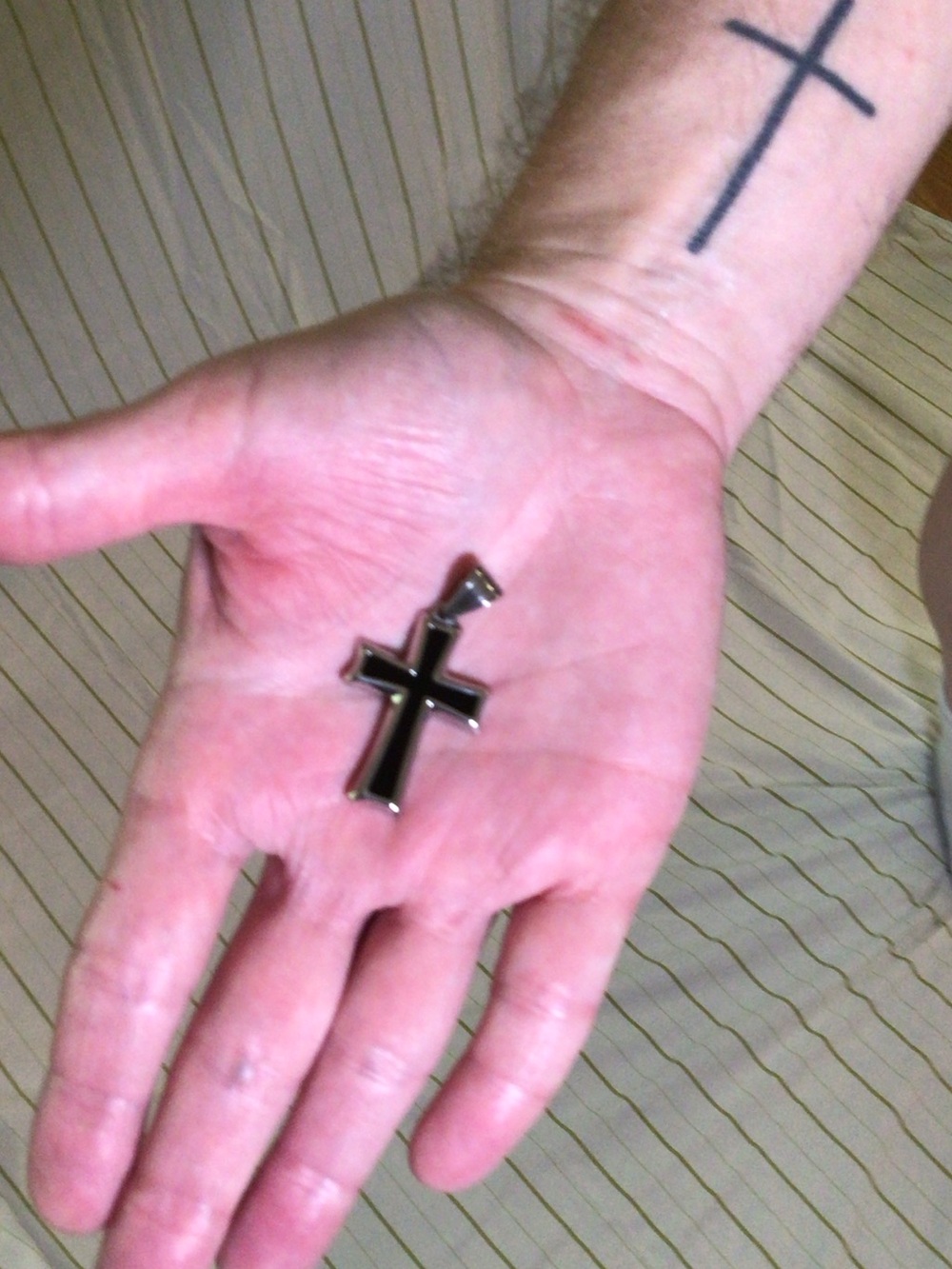 Black and Silver Cross Pendant for Men - Stainless Steel